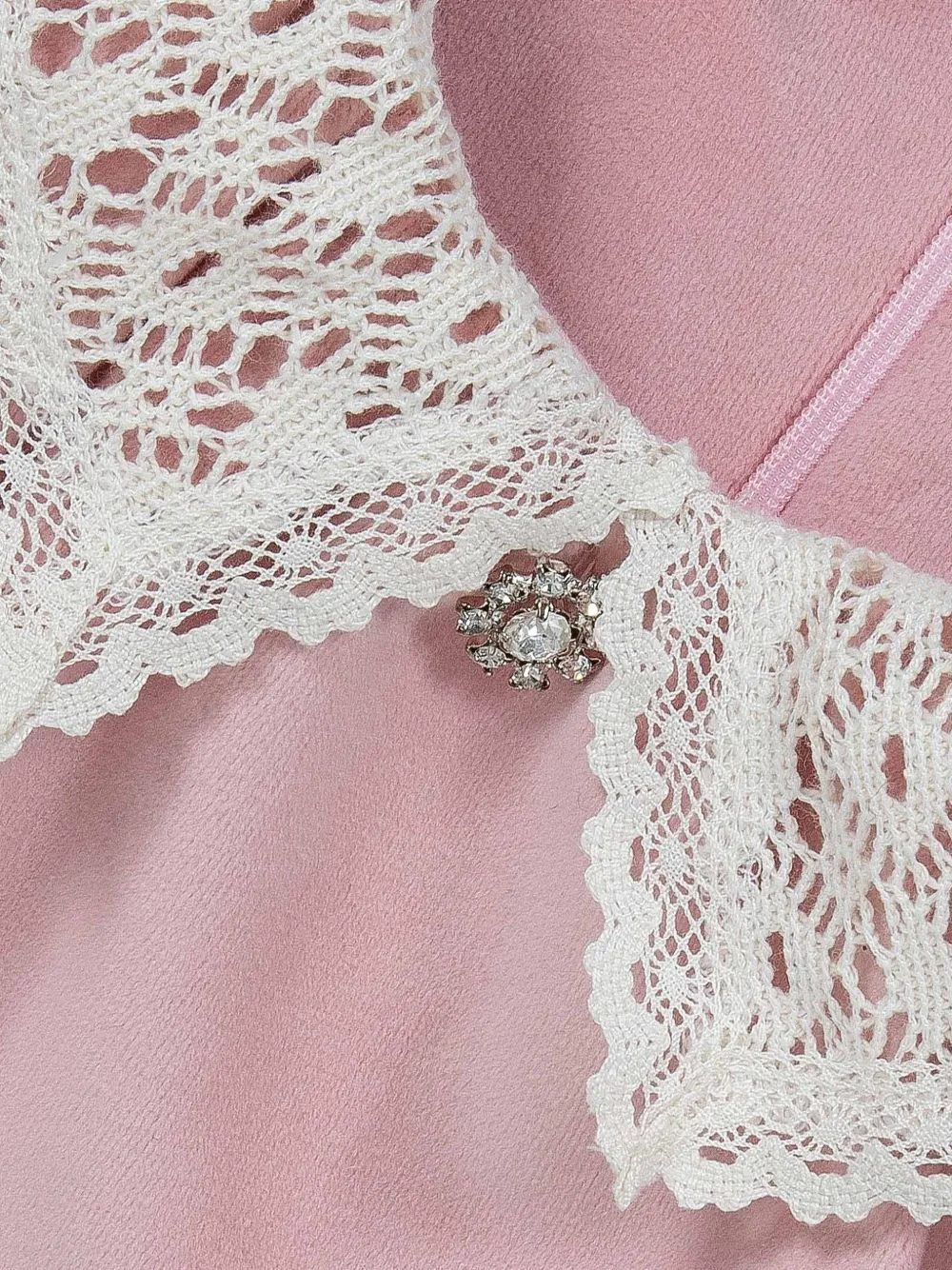 Lapin House Jurk met pofmouwen en kanten kraag Roze