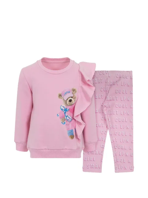 Lapin House ruffle-trim bear-print tracksuit set