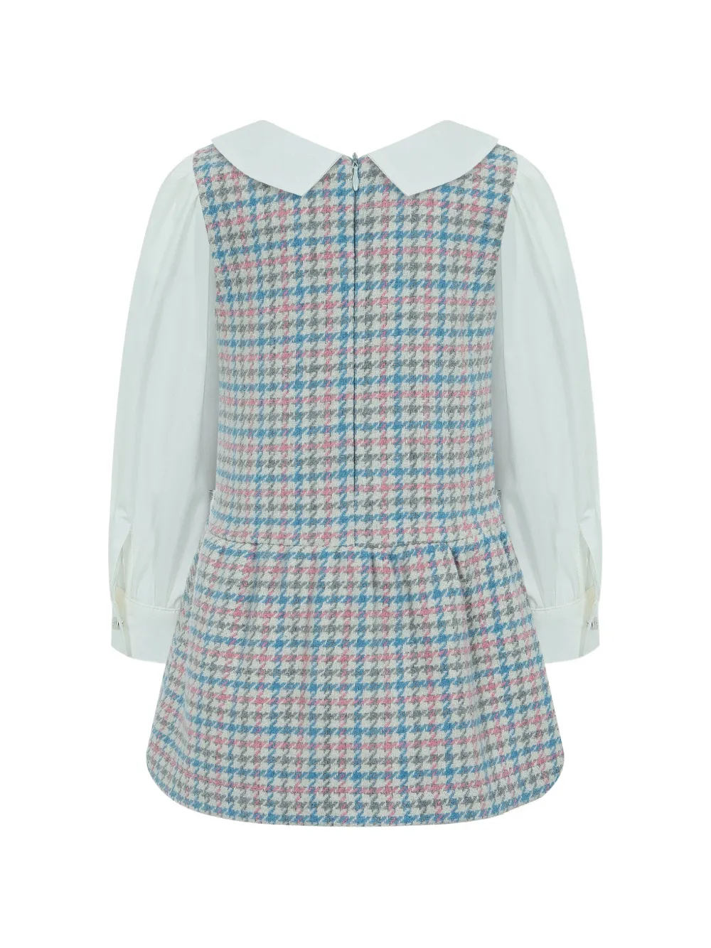Lapin House Jurk met pied-de-poule print en strik-detail Wit
