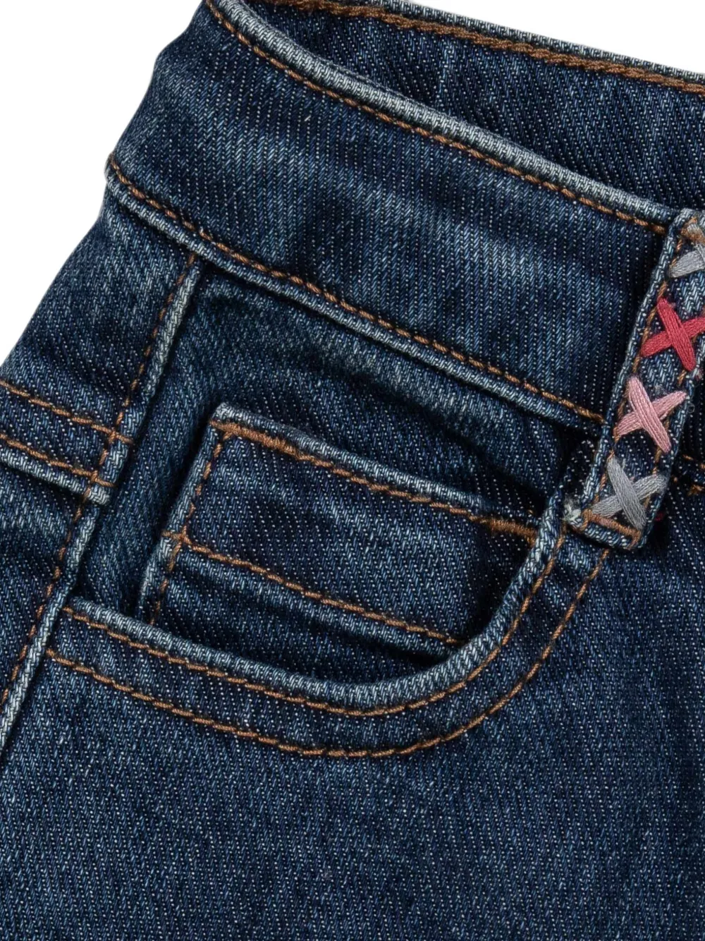Lapin House Jeans met geborduurde bloemen Blauw