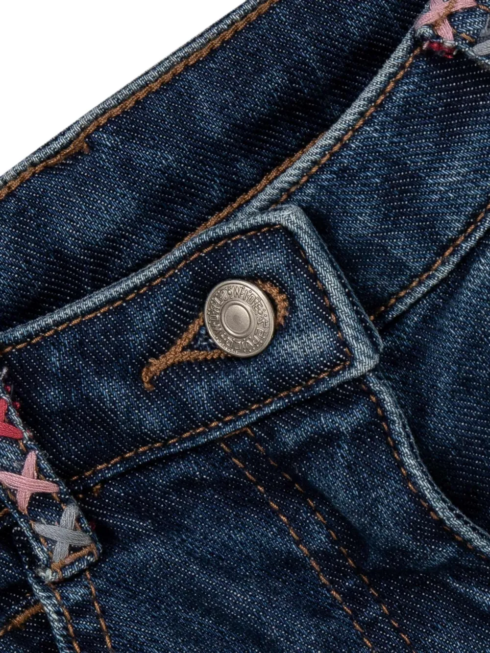 Lapin House Jeans met geborduurde bloemen Blauw