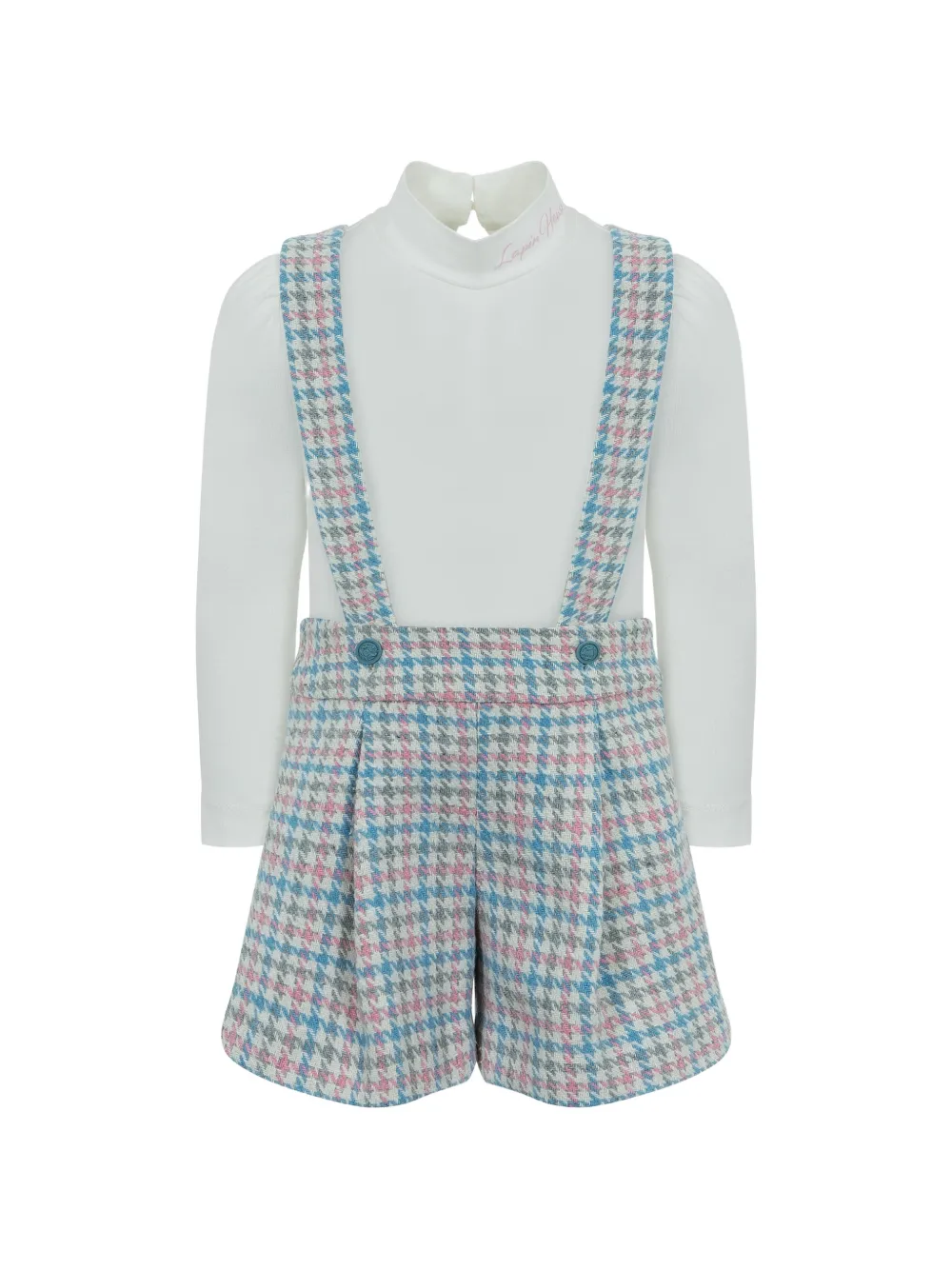 Lapin House Pinafore shortsset met pied-de-poule print Wit