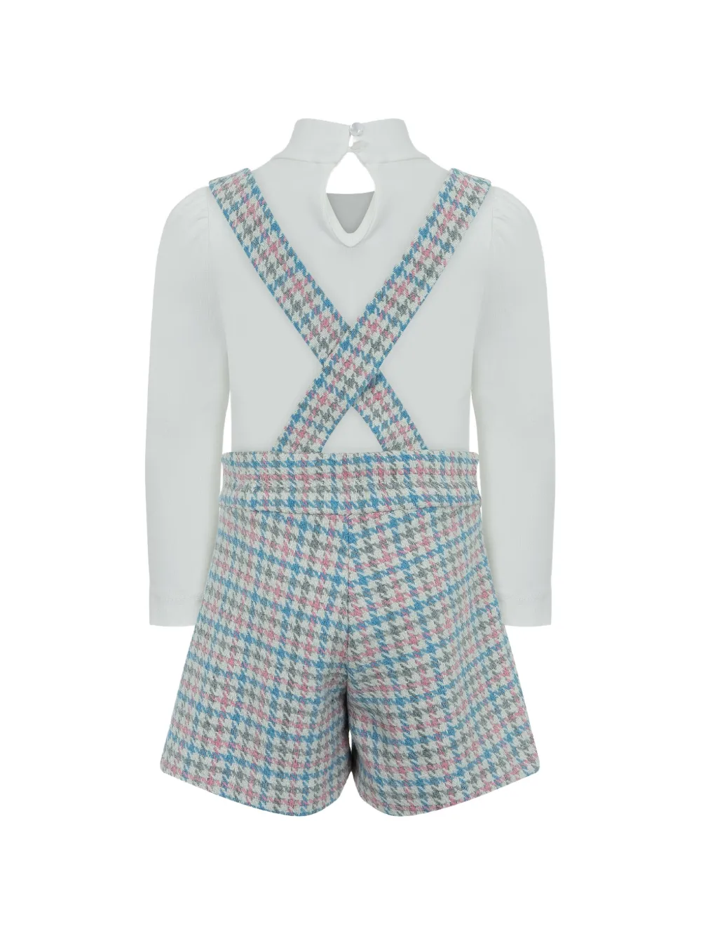 Lapin House Pinafore shortsset met pied-de-poule print Wit