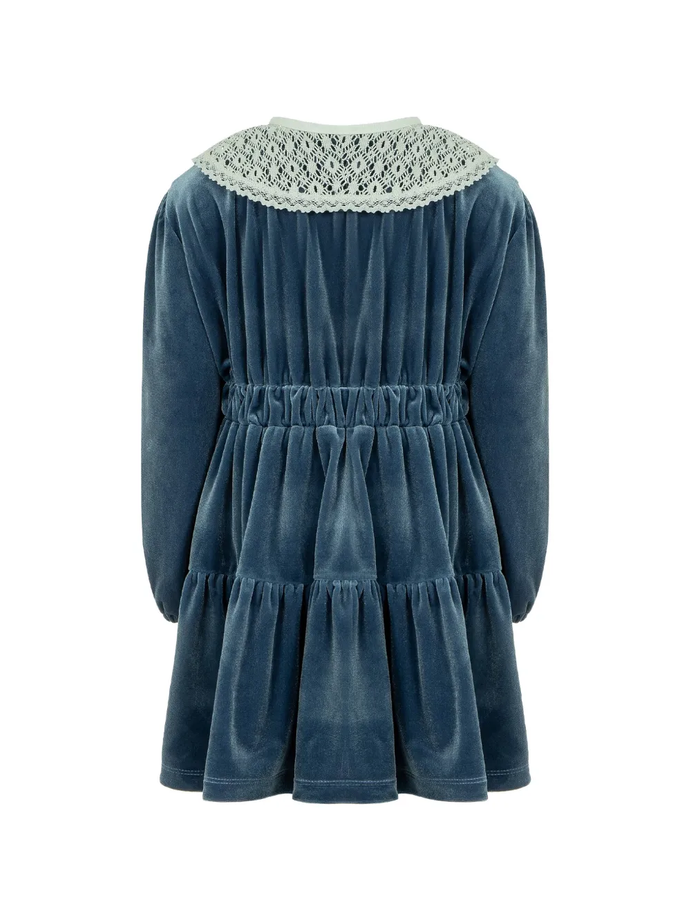 Lapin House Jurk met kanten kraag en fluwelen effect Blauw