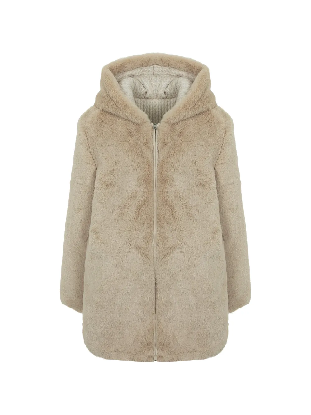 Lapin House manteau en fourrure artificielle à capuche - Tons neutres Lapin House manteau en fourrure artificielle à capuche - Tons neutres