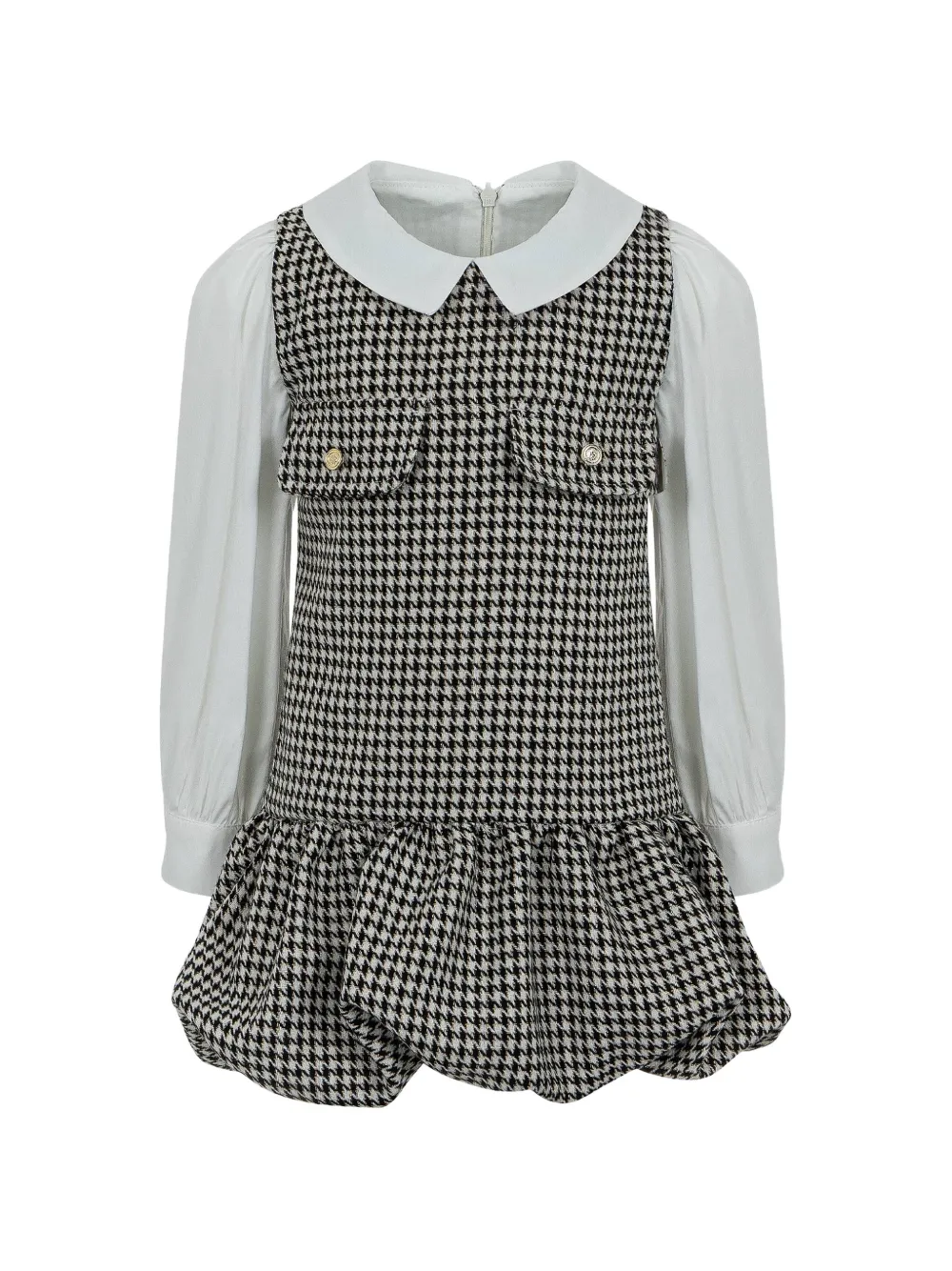 Lapin House robe à motif pied-de-poule et effet superposé - Blanc