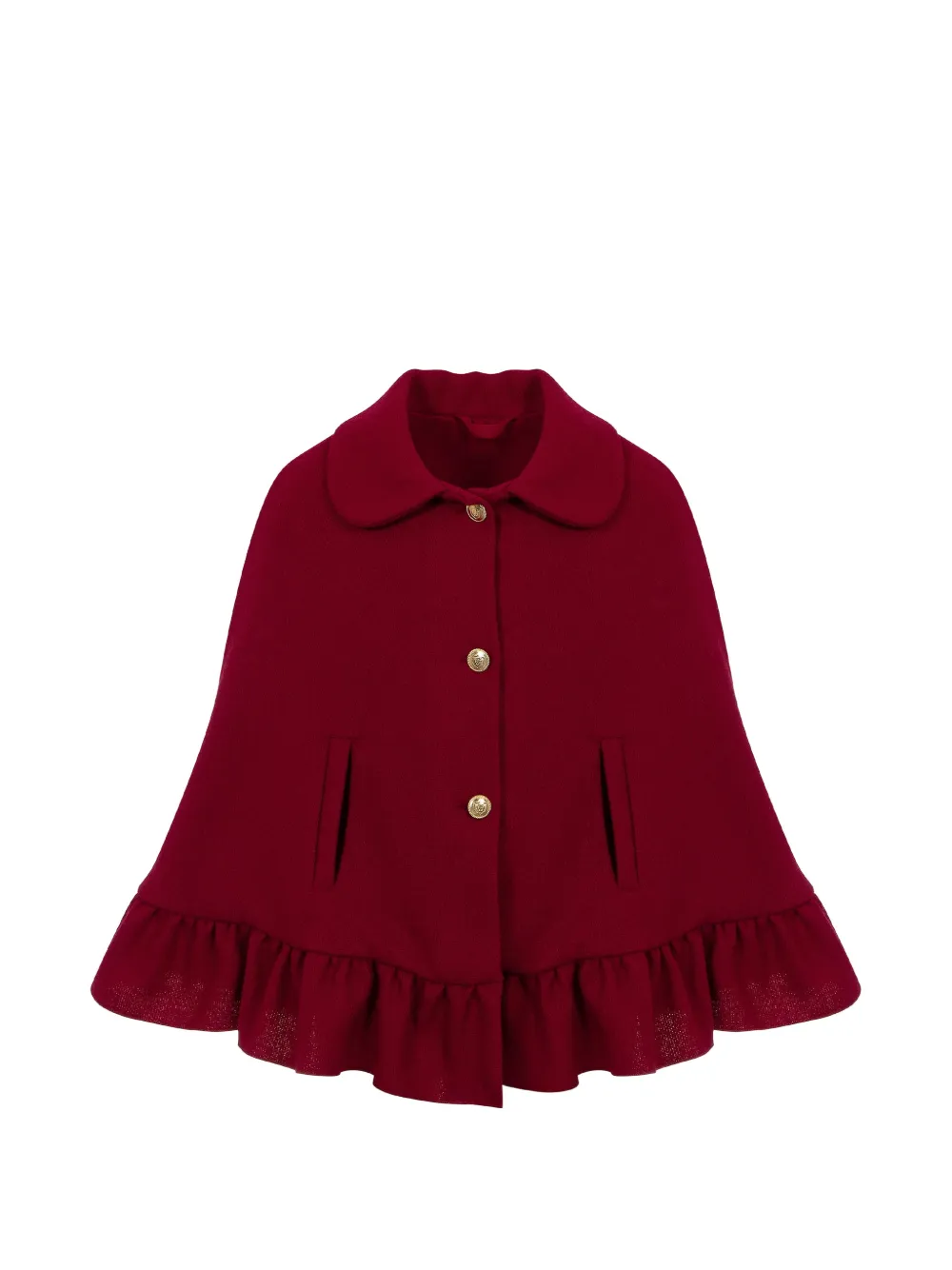 Lapin House manteau à col claudine et finitions volantées - Rouge