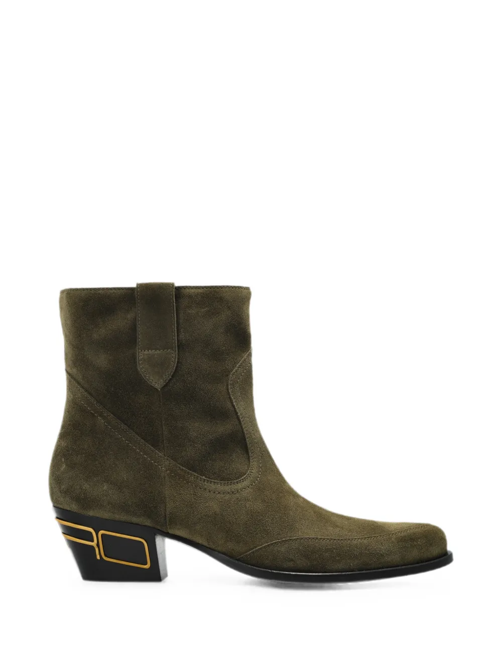 ETRO logo-plaque suede ankle boots Groen