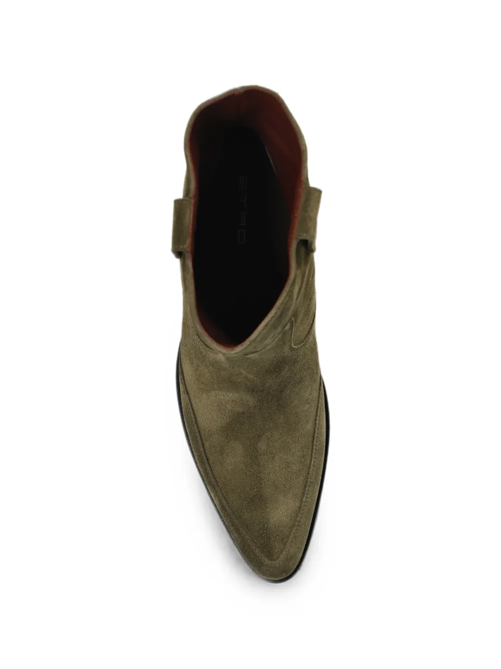 ETRO logo-plaque suede ankle boots Groen