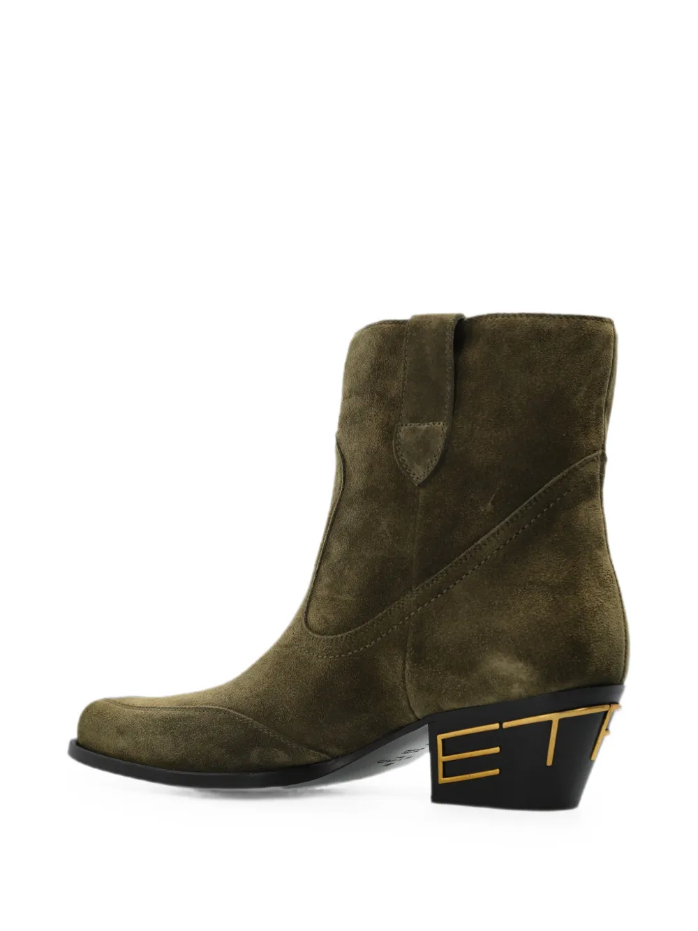ETRO logo-plaque suede ankle boots Groen