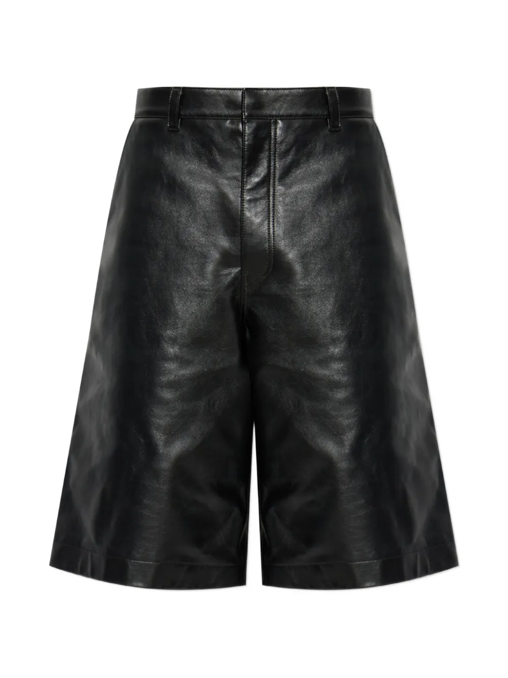Balenciaga logo-patch leather shorts - Nero