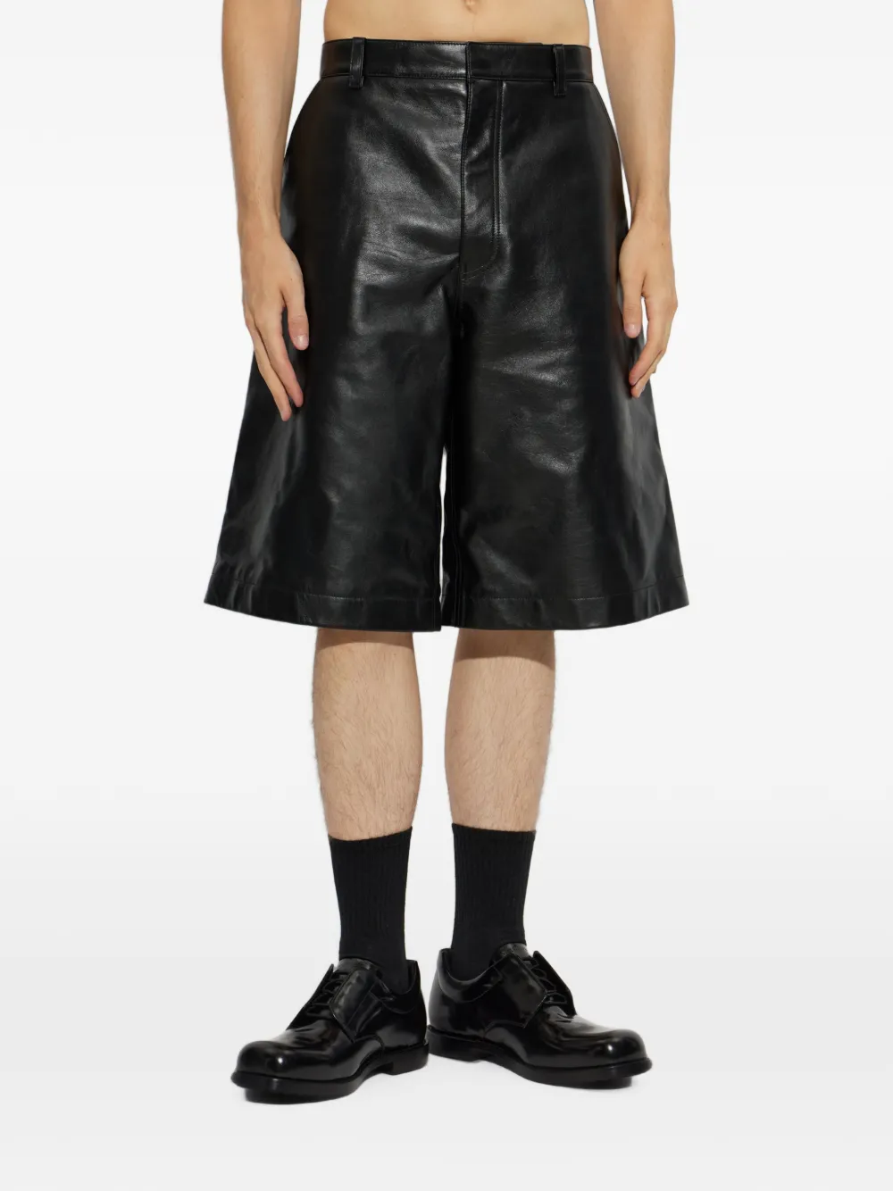 Balenciaga Leren shorts Zwart