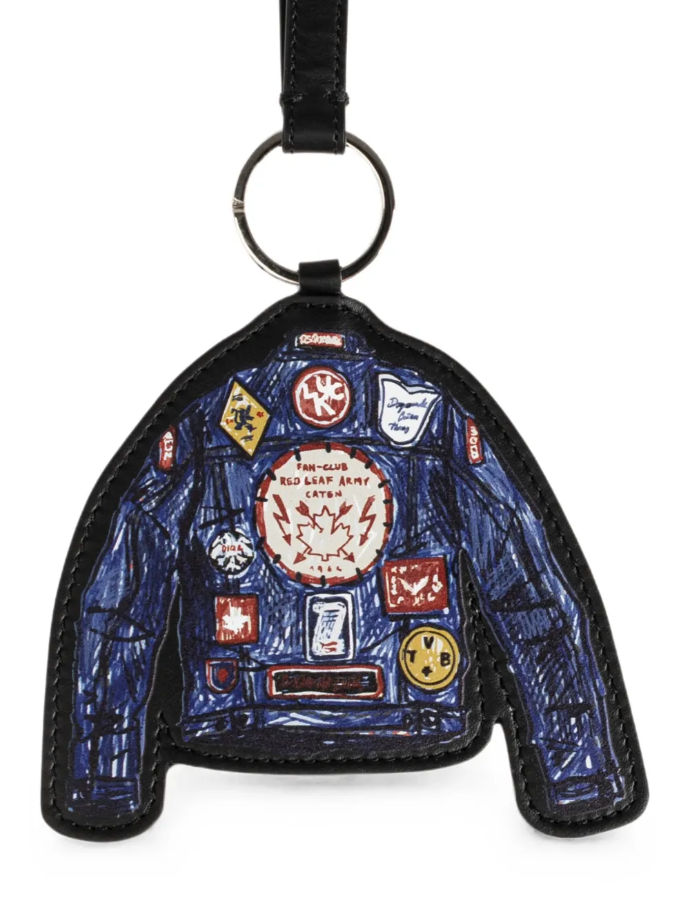 Dsquared2 Jacket-patch Leather Keyring In Blue