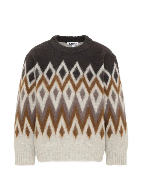 Molo Baes argyle-knit crew-neck sweater