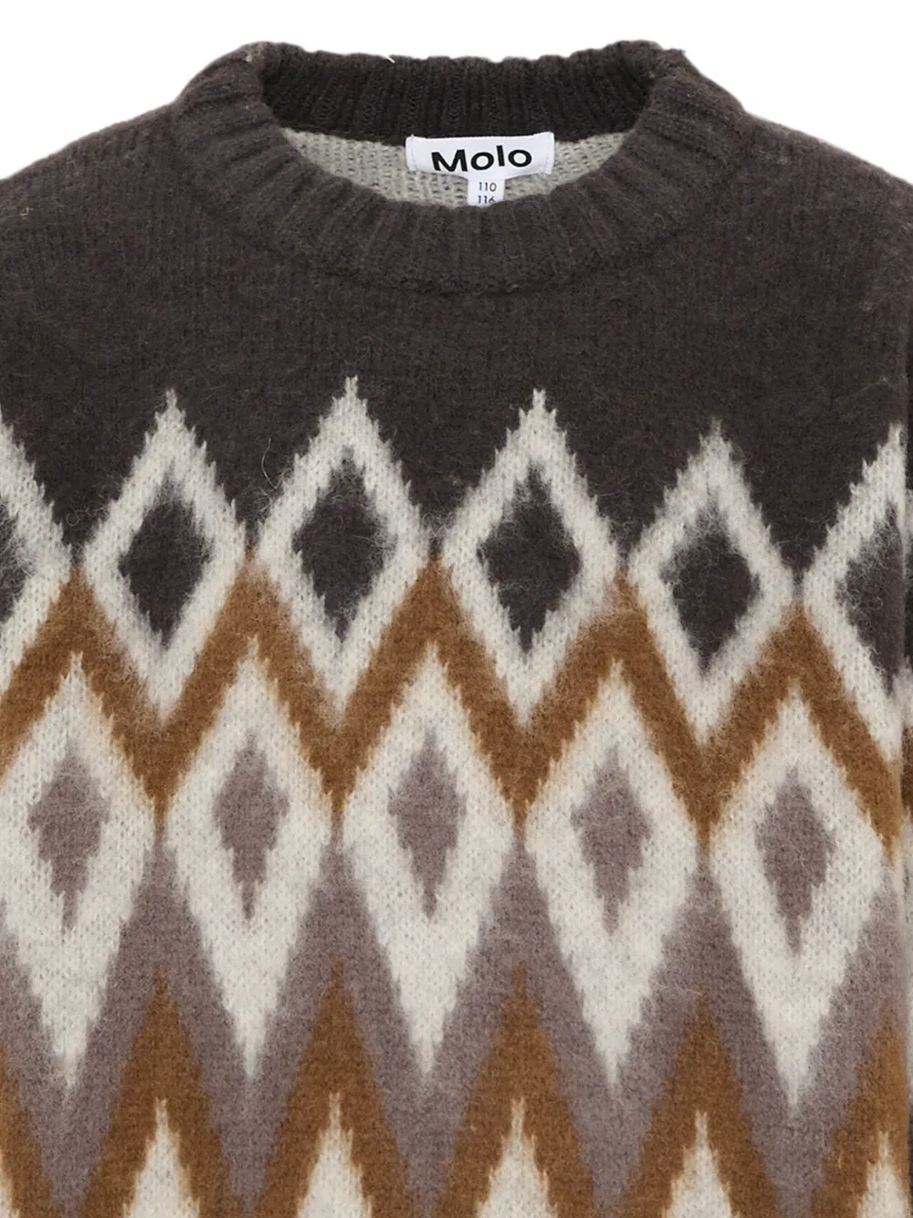 Molo Baes trui met ronde hals en argyle patroon Beige