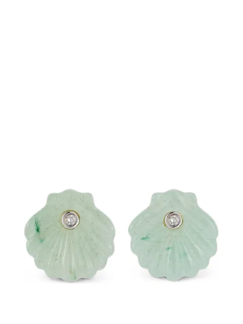 Mateo Venus shell-carved jade and diamonds earrings