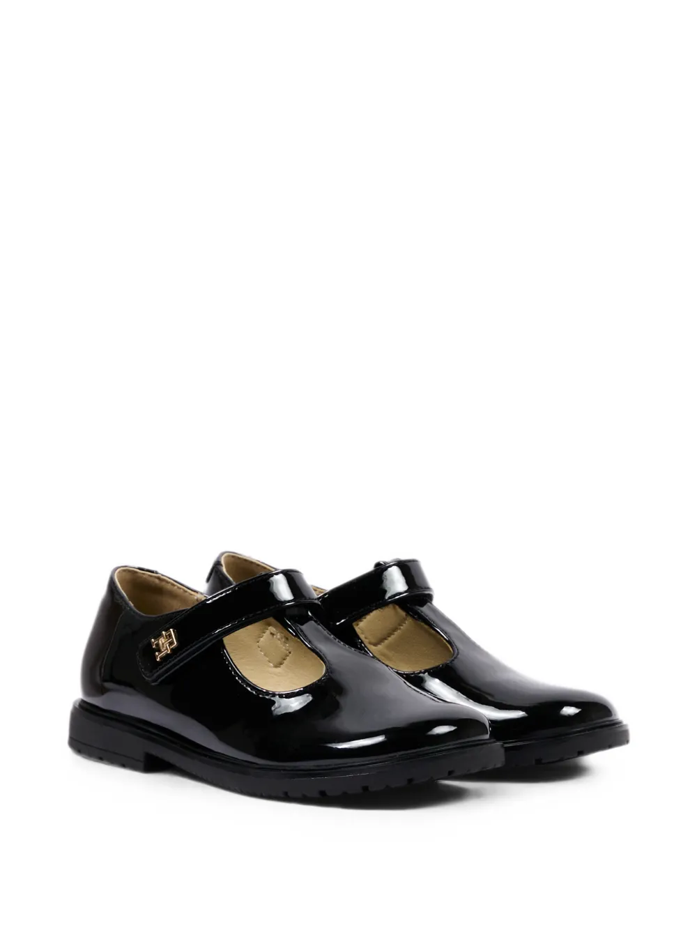 Tommy Hilfiger Junior patent leather T-bar sandals Zwart