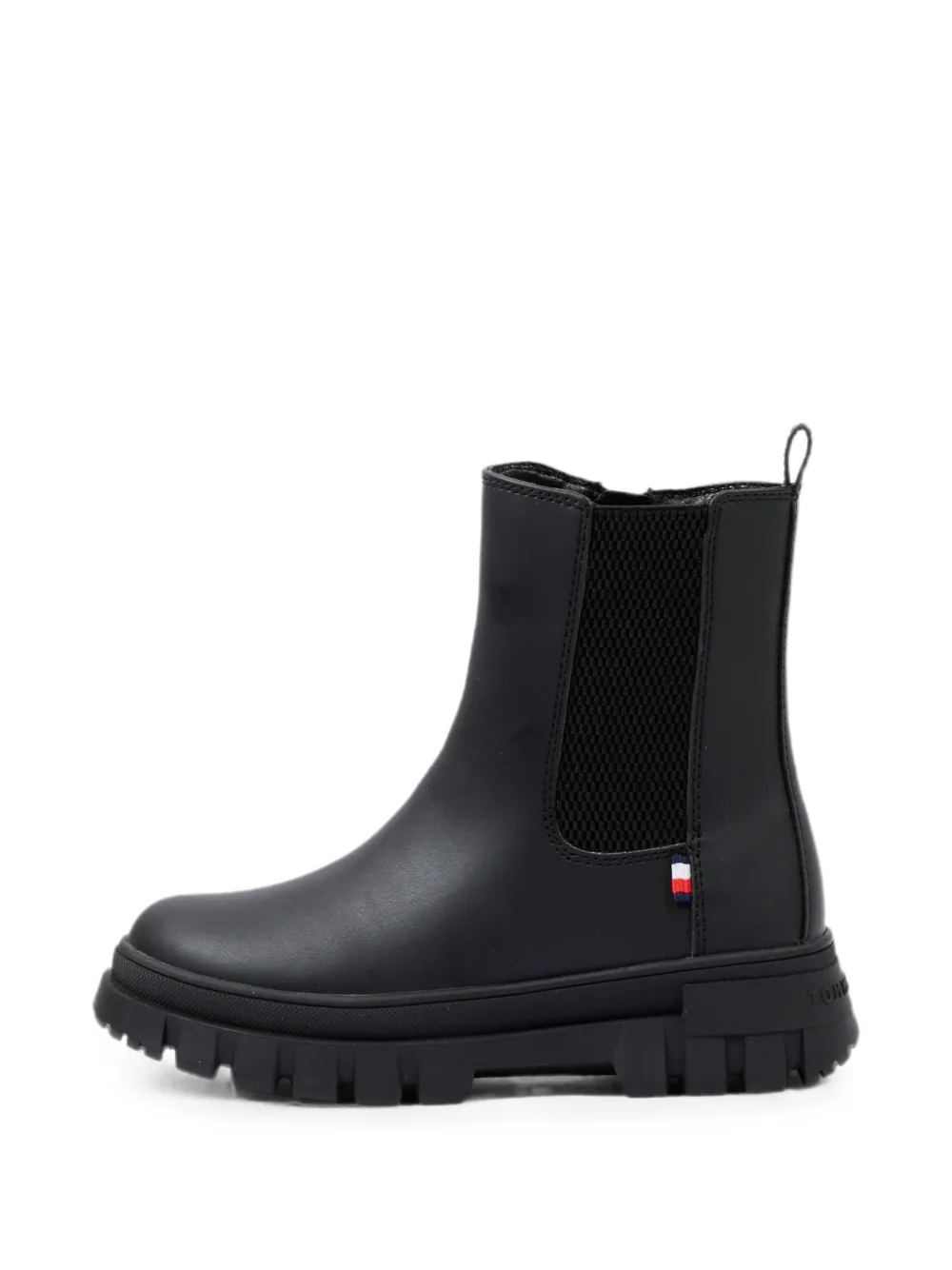 Tommy Hilfiger Junior elasticated-panel leather ankle boots Zwart