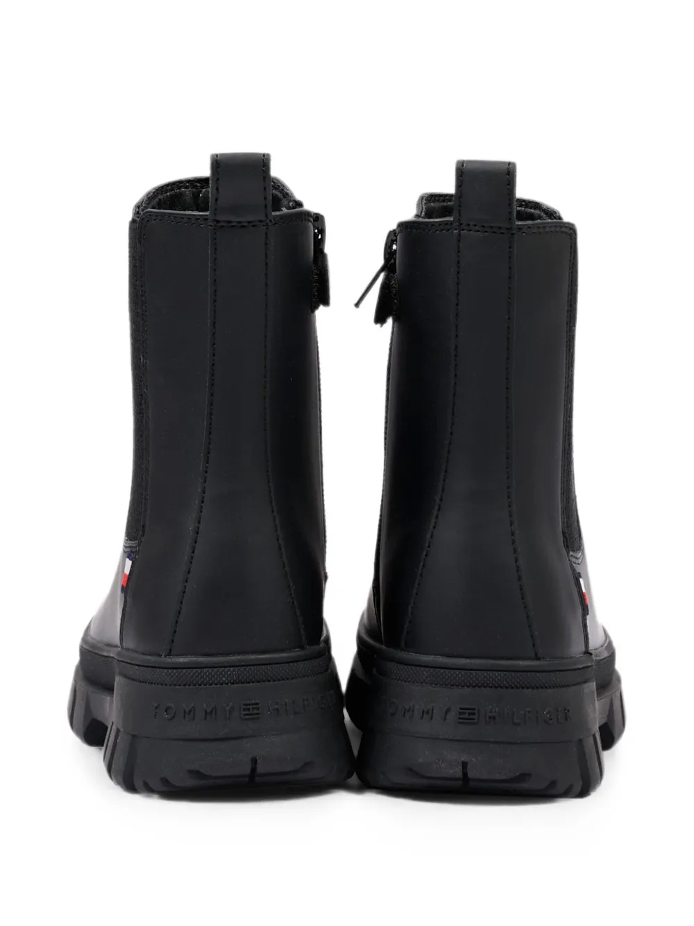 Tommy Hilfiger Junior elasticated-panel leather ankle boots Zwart