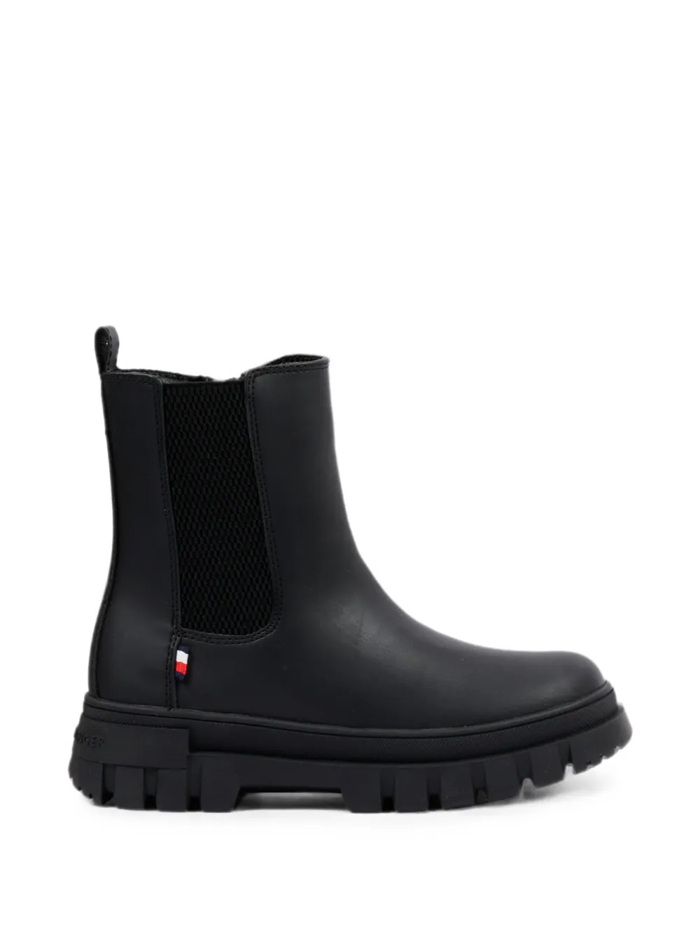 Tommy Hilfiger Junior elasticated-panel leather ankle boots Zwart