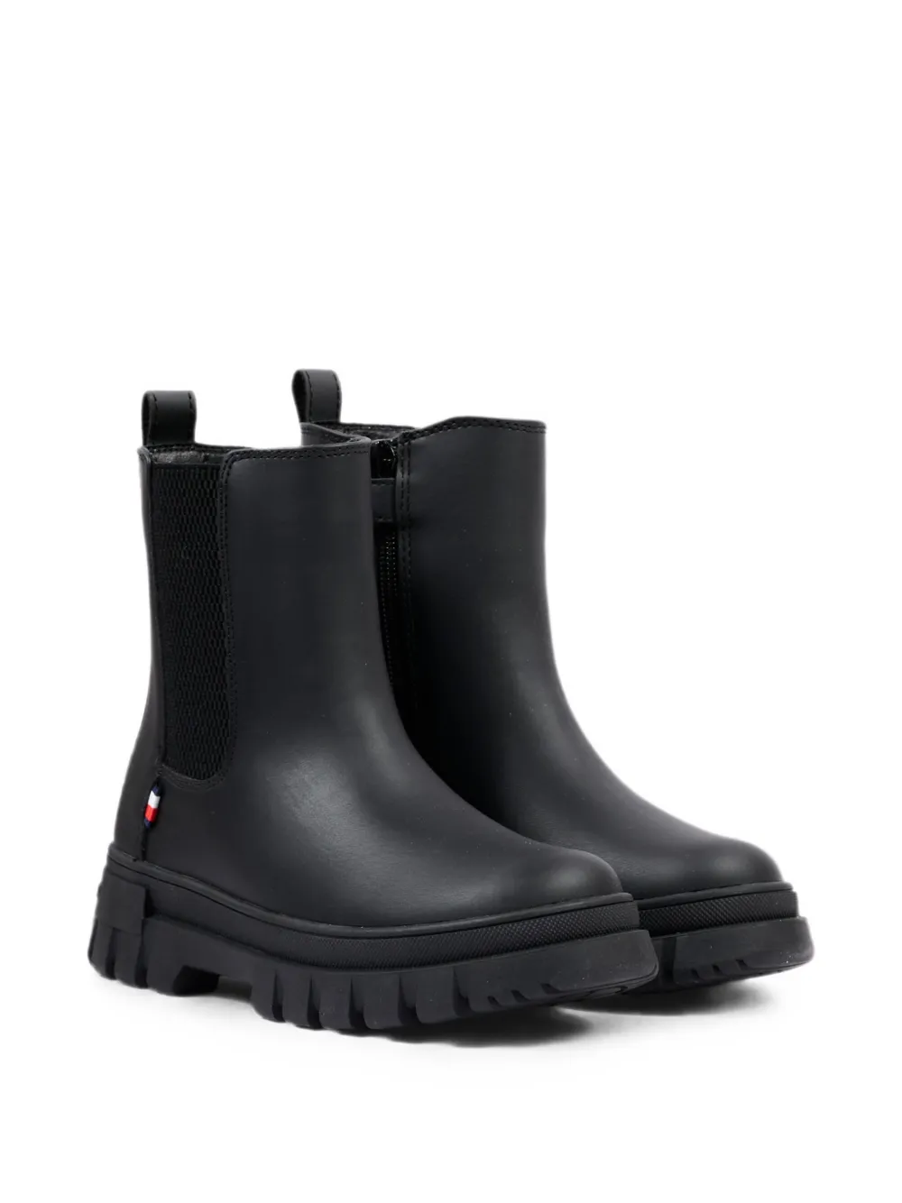 Tommy Hilfiger Junior elasticated-panel leather ankle boots Zwart