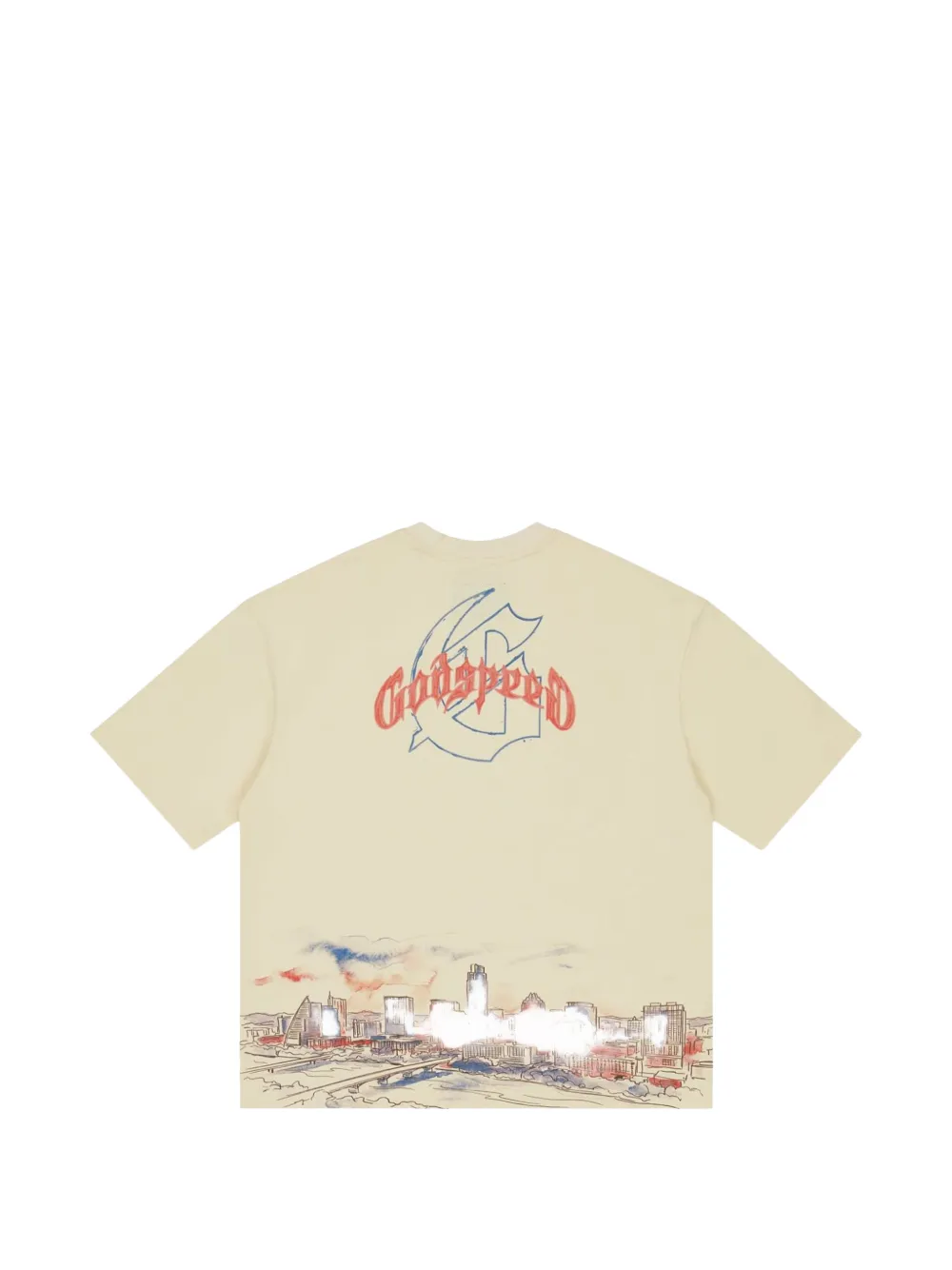 GODSPEED Texas Skyline T-shirt met grafische print Beige