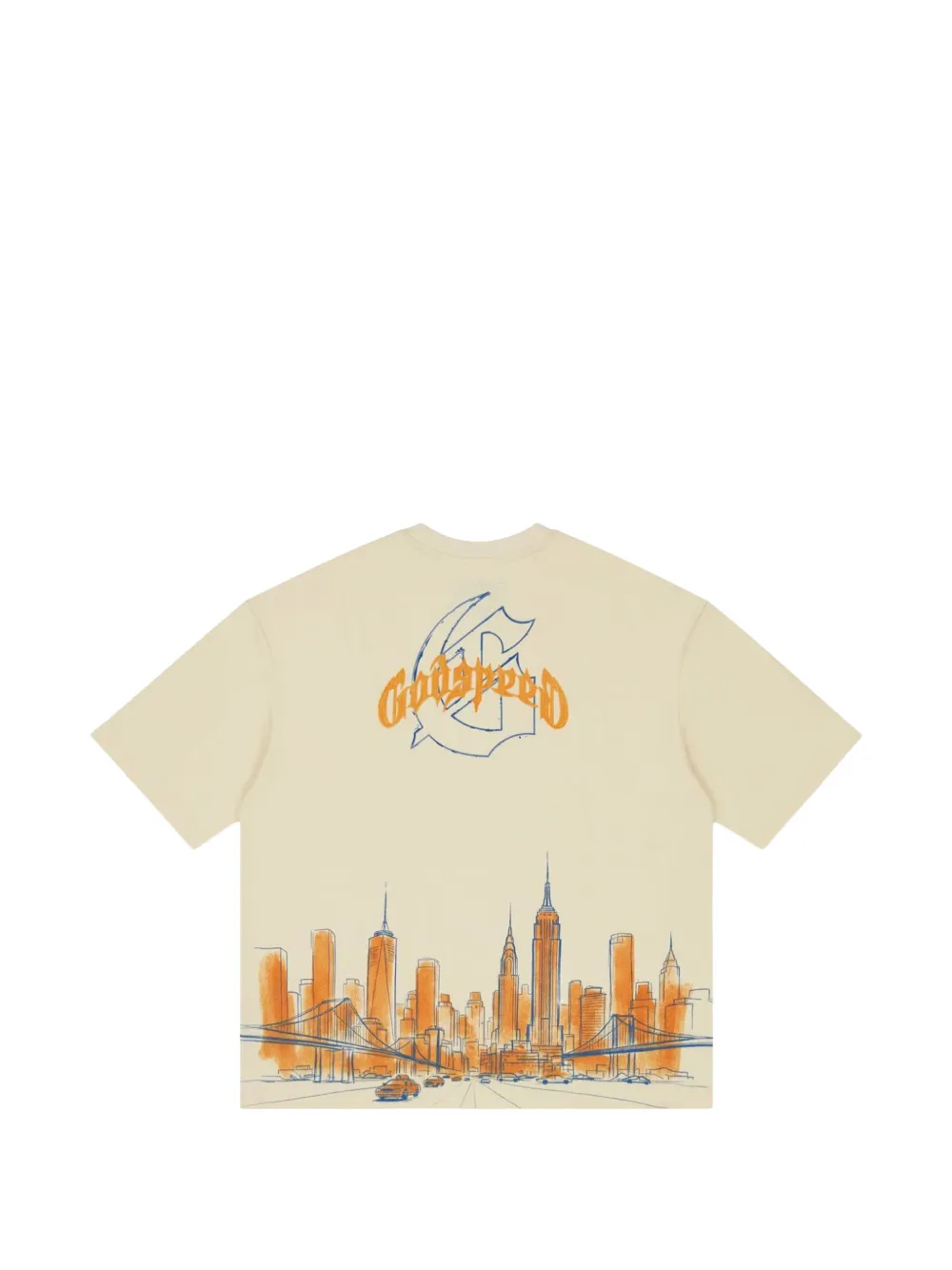 GODSPEED New York T-shirt met skyline-print Beige