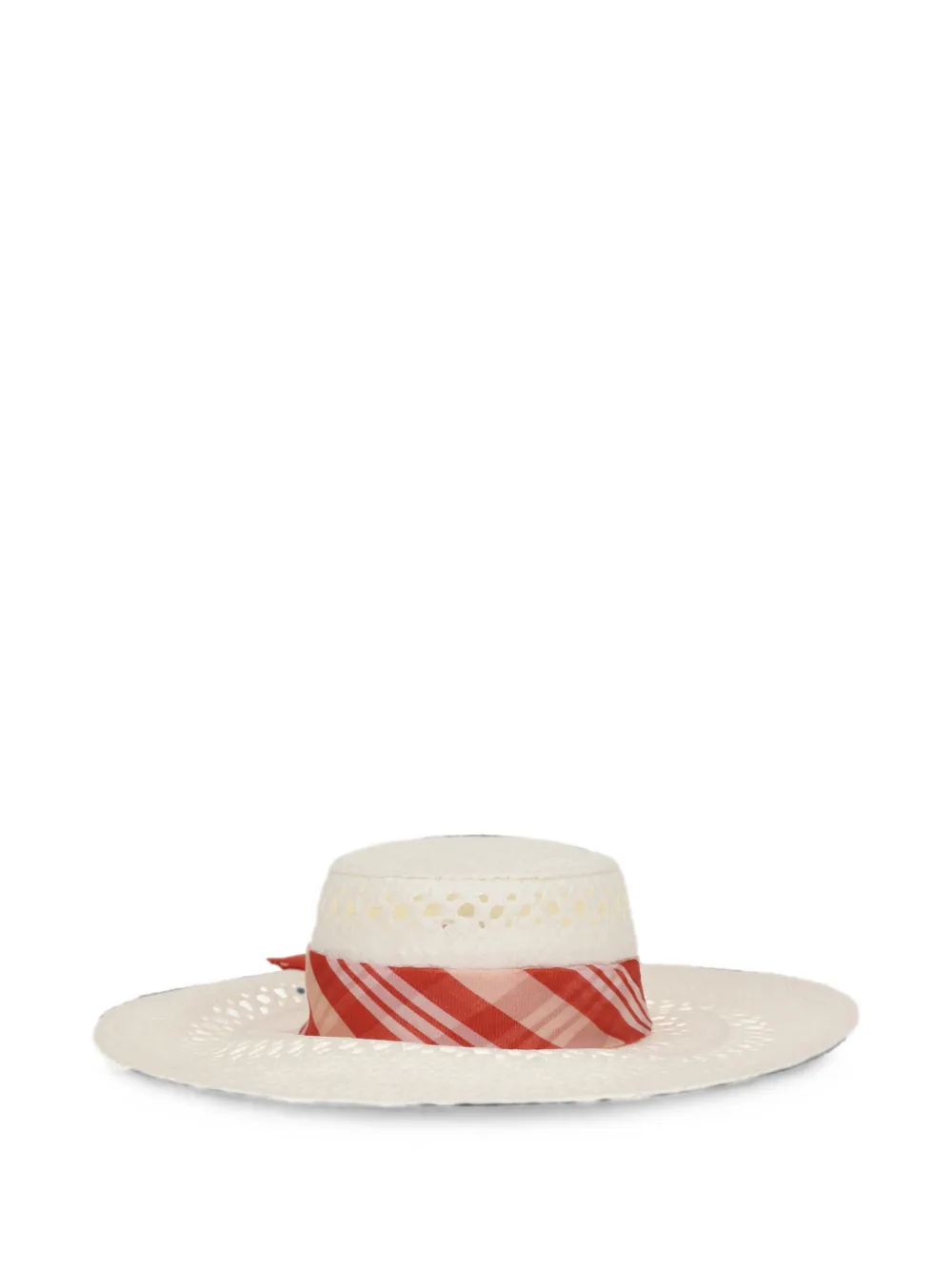 Ermanno Scervino Hoed met wijde rand en Vichy-print Wit