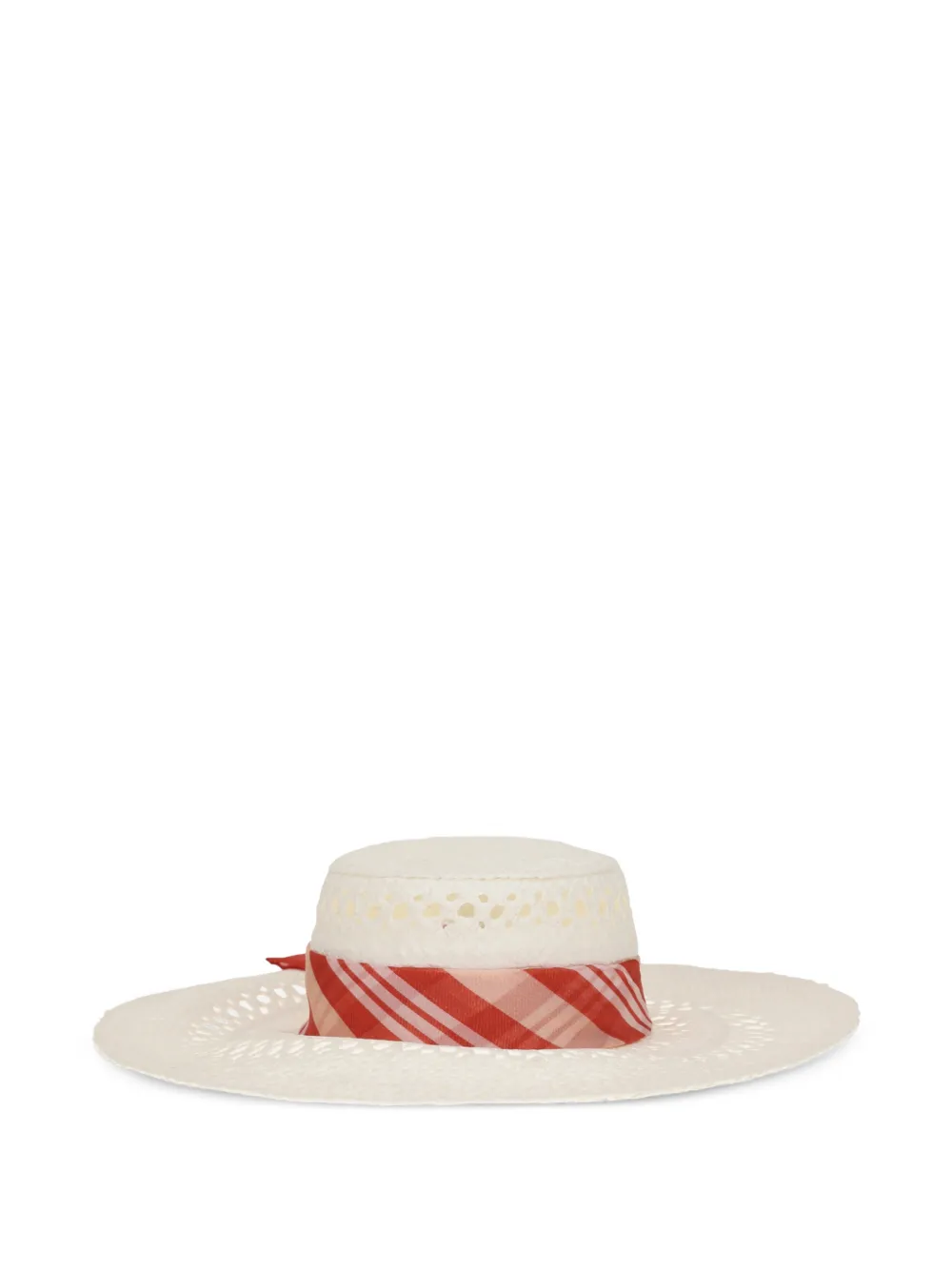 Ermanno Scervino wide-brim vichy-print hat - Bianco
