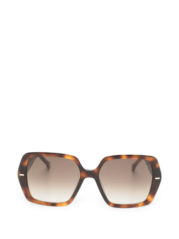 Carolina Herrera Tortoiseshell-effect Geometric-frame Sunglasses in Brown