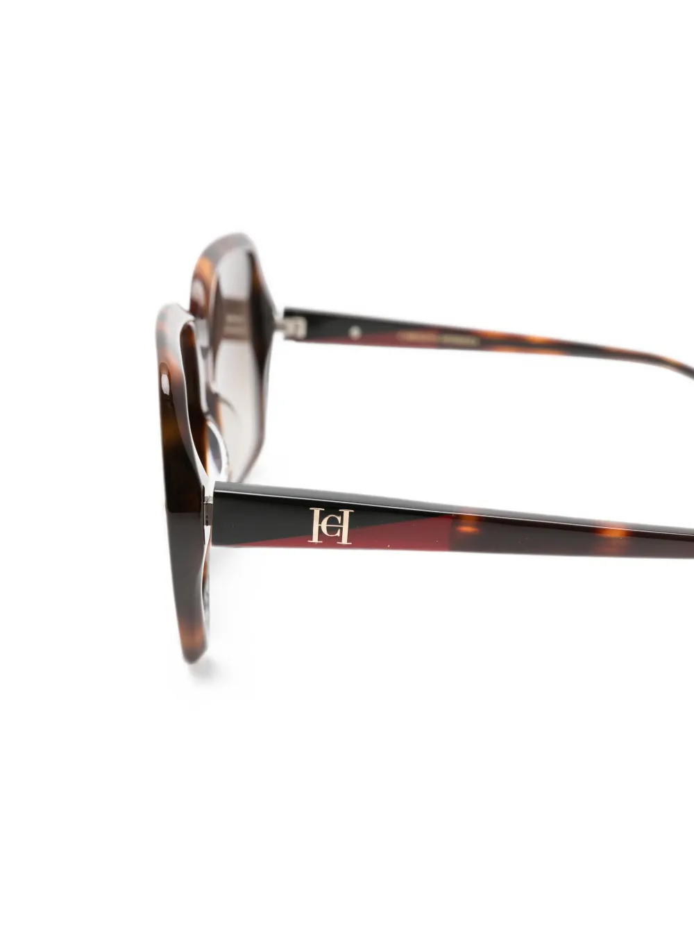 Carolina Herrera Tortoiseshell-effect Geometric-frame Sunglasses in Brown, view 3