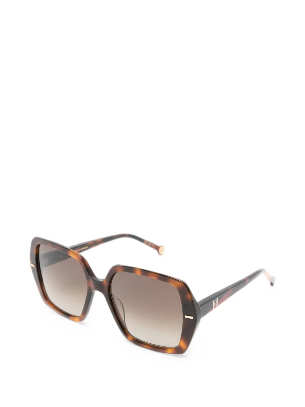 Carolina Herrera Tortoiseshell-effect Geometric-frame Sunglasses in Brown, view 2