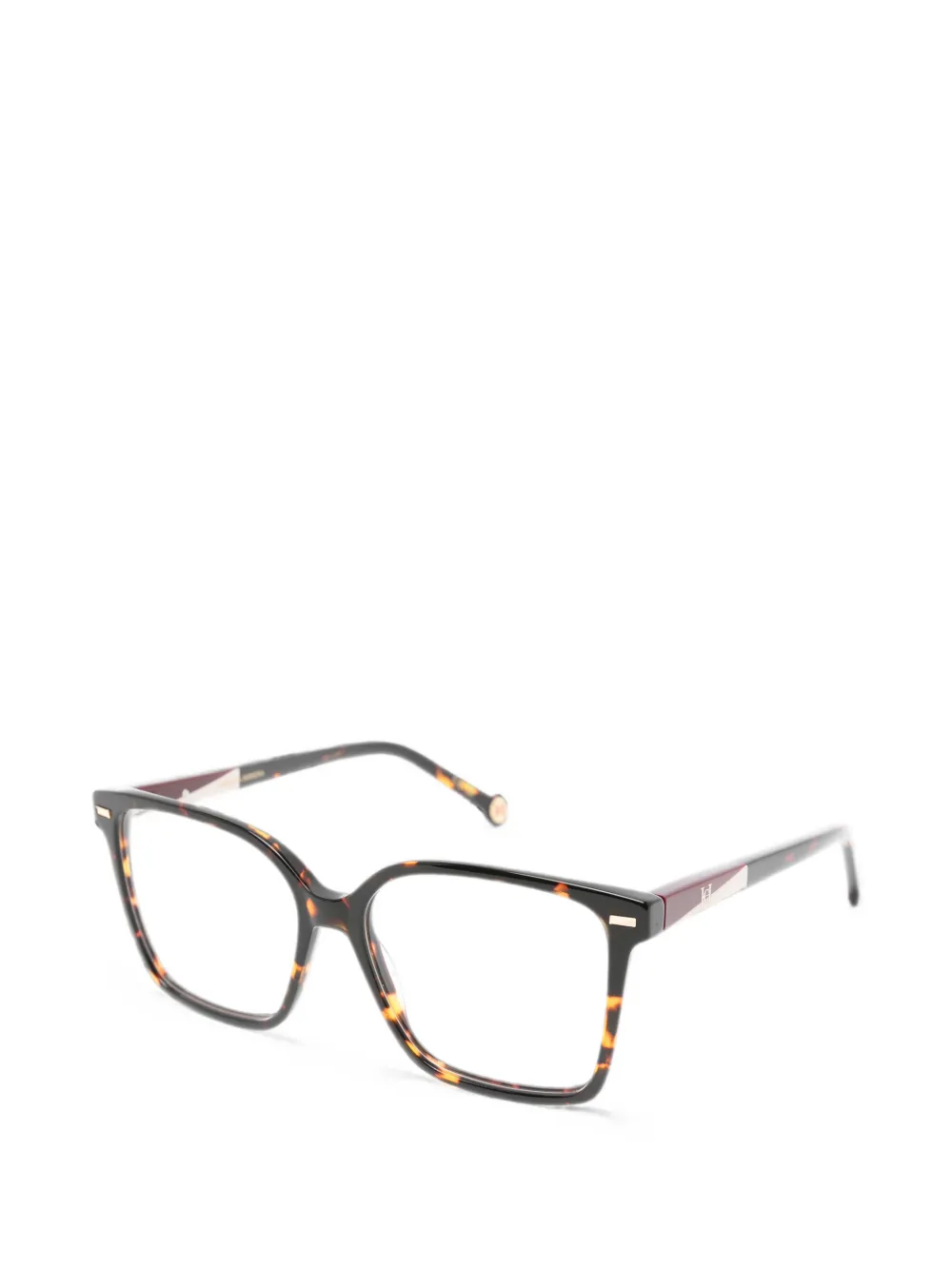 Carolina Herrera Bril met vierkant montuur en schildpadschild design Bruin