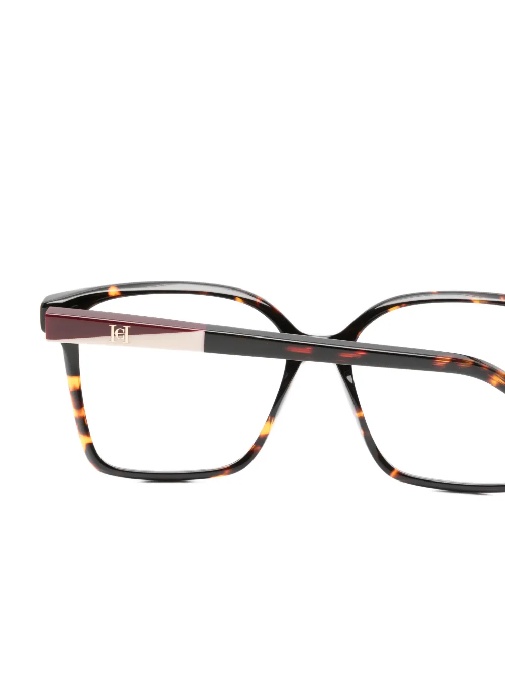 Carolina Herrera Bril met vierkant montuur en schildpadschild design Bruin