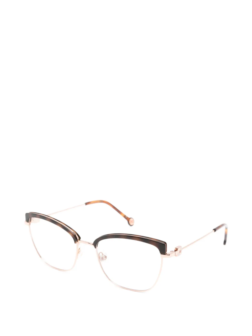 Carolina Herrera Tortoiseshell-effect Geometric-frame Glasses in Pink, view 2