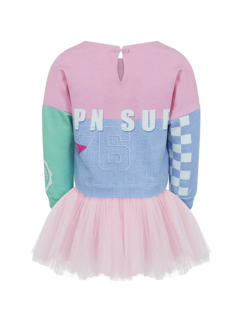 Lapin House Jurk met tulen rok en grafische print Roze