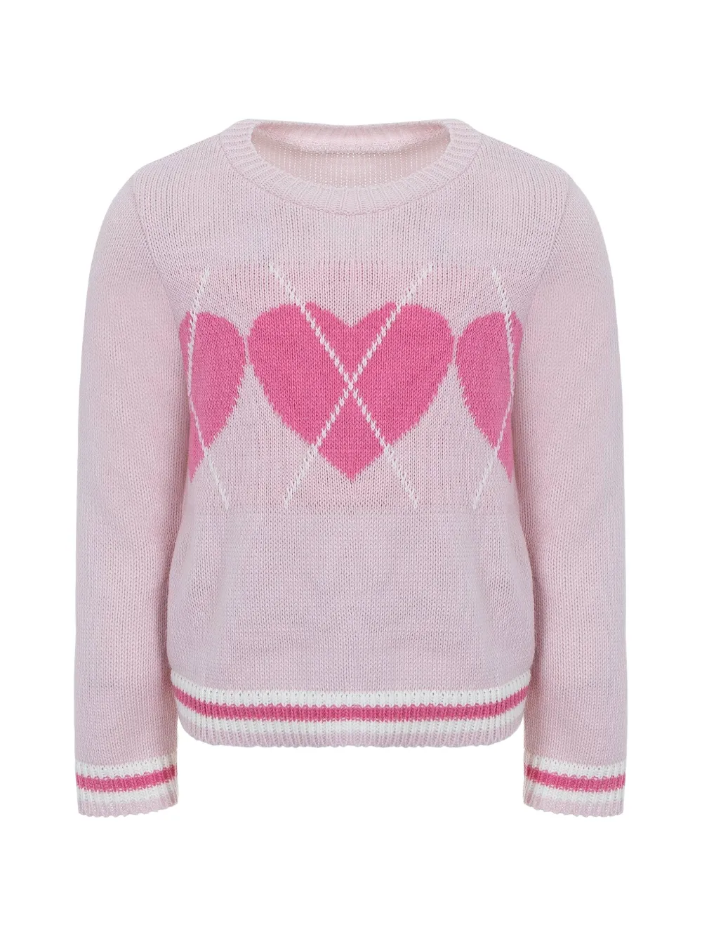 Lapin House Trui met gestreepte afwerking en hart-intarsia Roze