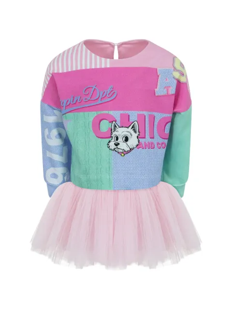 Lapin House vestido con falda de tul y efecto de patchwork