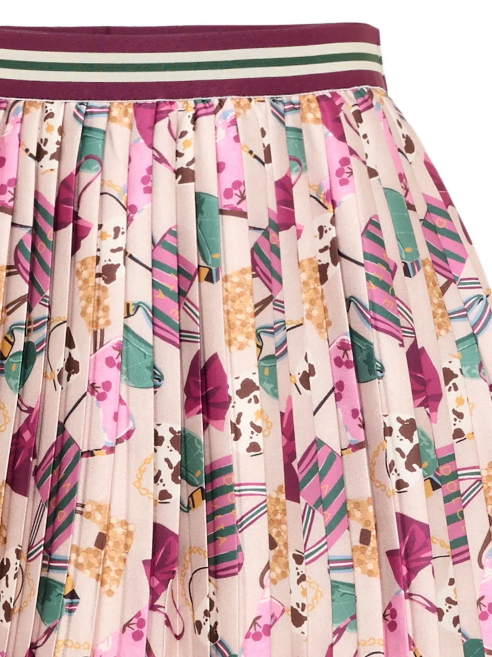 Mayoral pleated graphic-print mini skirt Beige