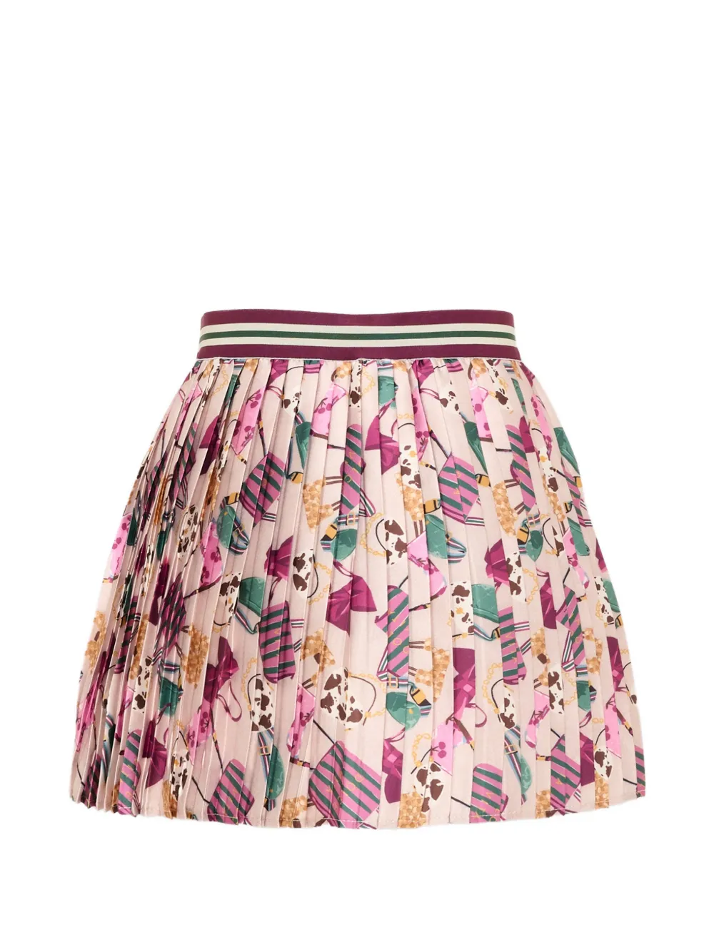 Mayoral pleated graphic-print mini skirt Beige