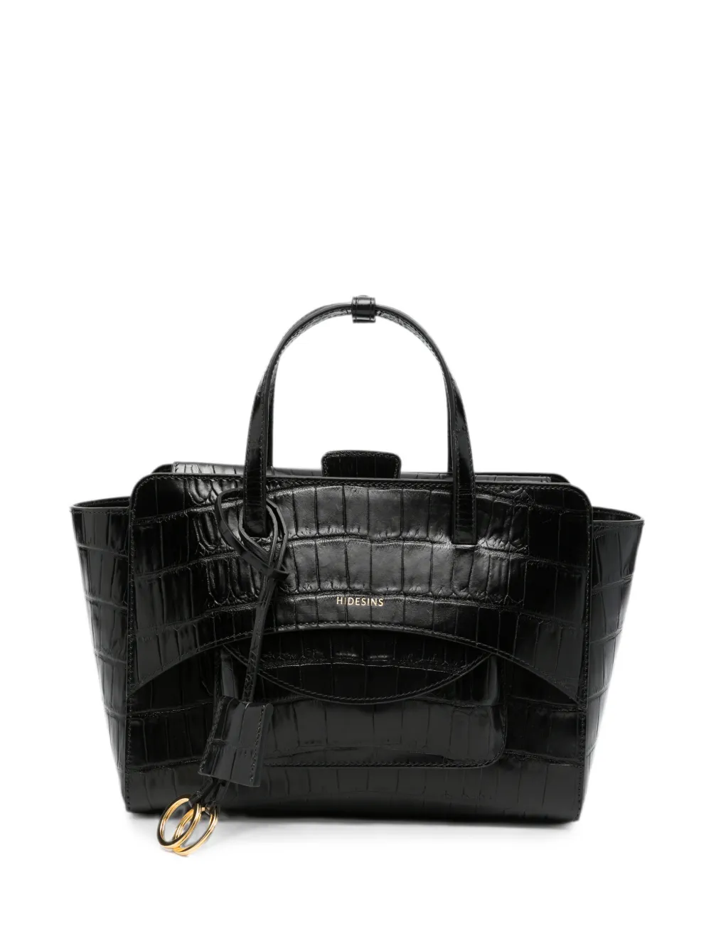 HIDESINS Flap M croc-effect leather tote bag - Nero
