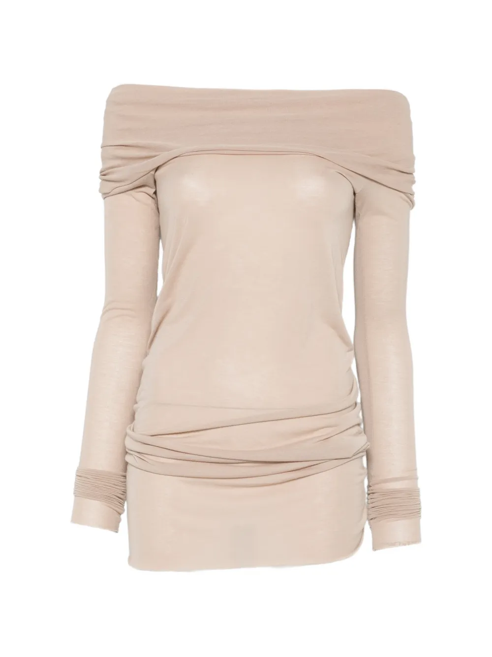 Rick Owens off-shoulder log-sleeve T-shirt - Toni neutri