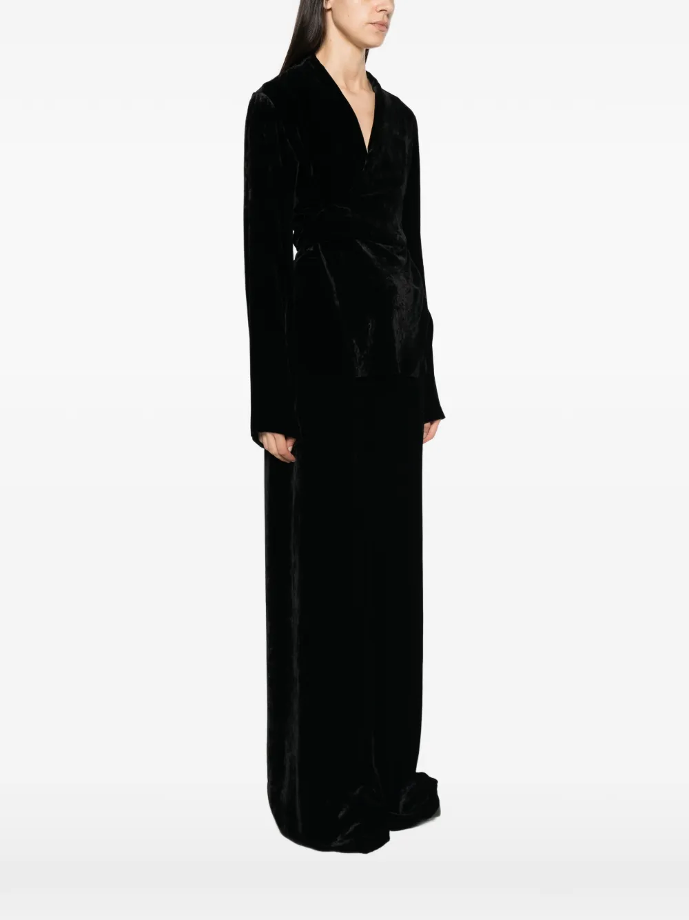 Rick Owens Fluwelen wikkelblouse Zwart
