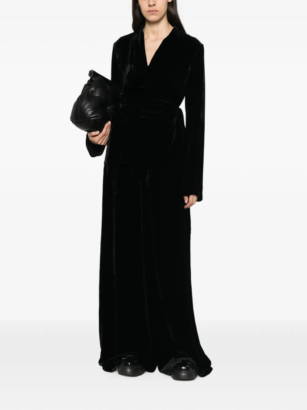 Rick Owens Fluwelen wikkelblouse Zwart