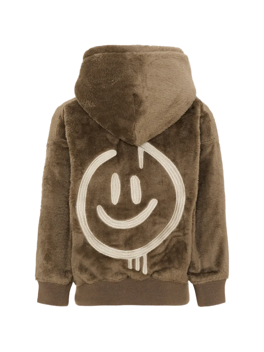 Molo Marley hoodie met fleece textuur en smiley-print Bruin