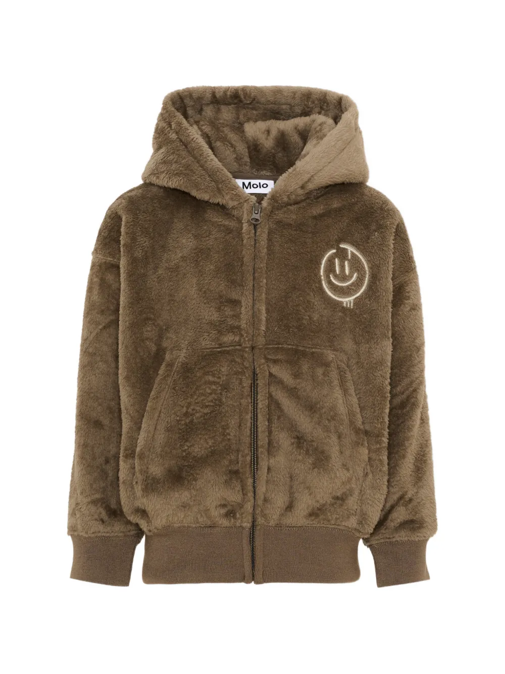 Molo Marley fleece-texture smiley-face hoodie - Marrone
