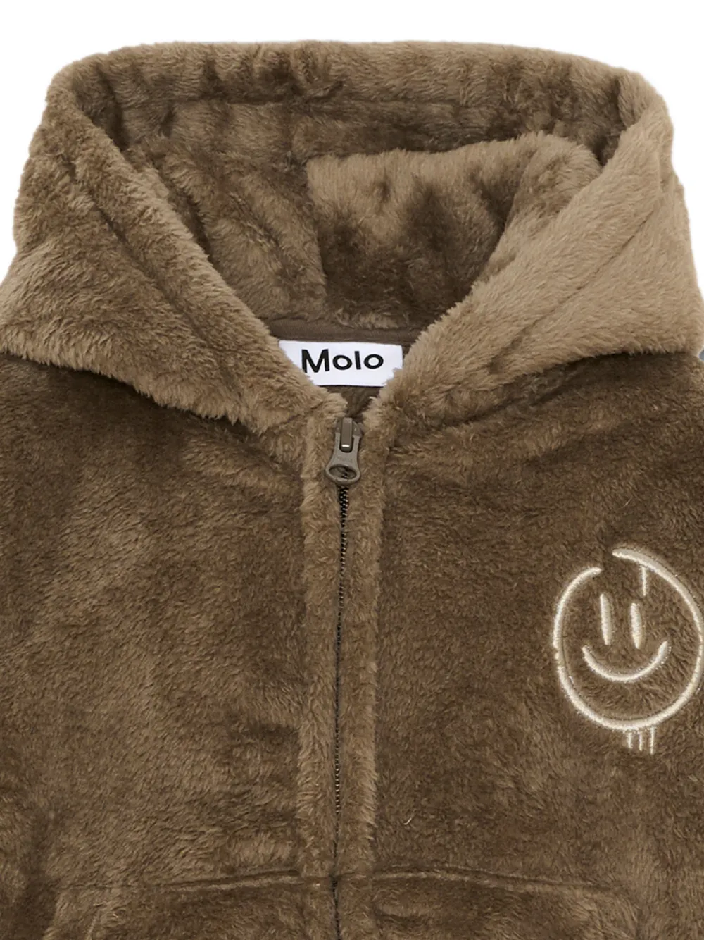 Molo Marley hoodie met fleece textuur en smiley-print Bruin