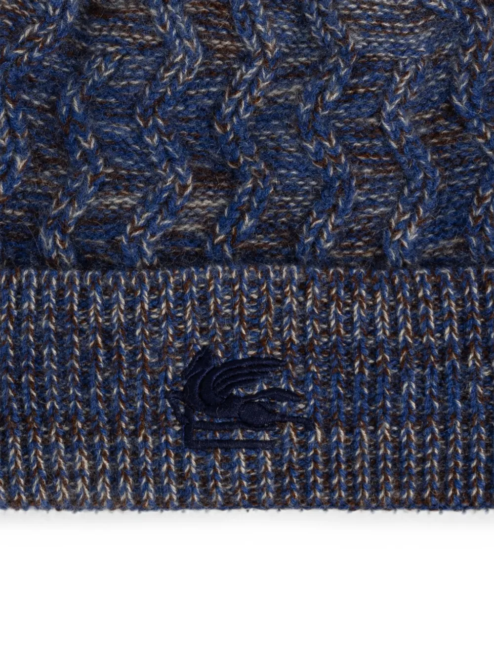 ETRO Kabelgebreide muts met geborduurd logo Blauw