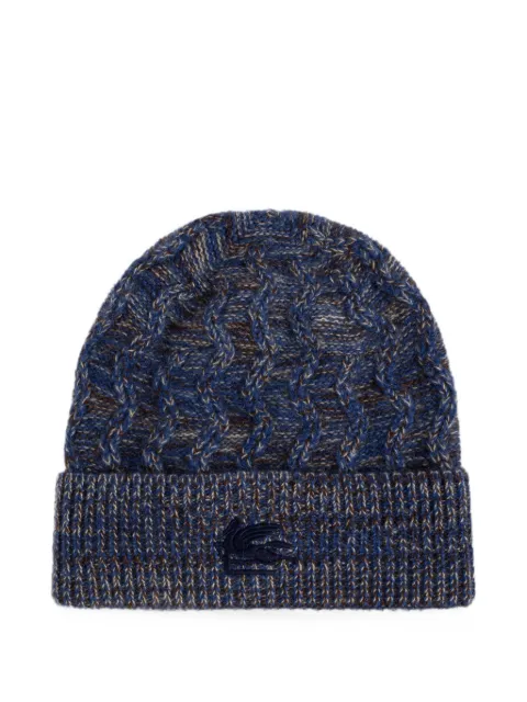 ETRO cable-knit embroidered-logo beanie hat
