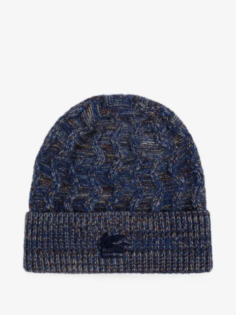ETRO cable-knit embroidered-logo beanie hat